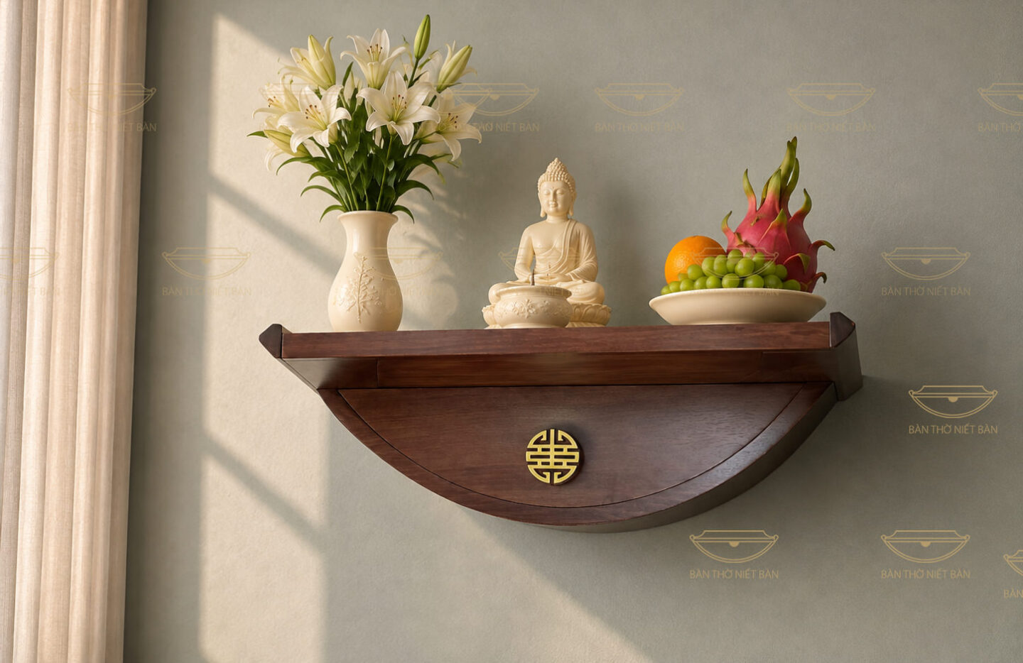 Bàn thờ Phật treo tường Đài Nguyệt - kích thước 810x480mm