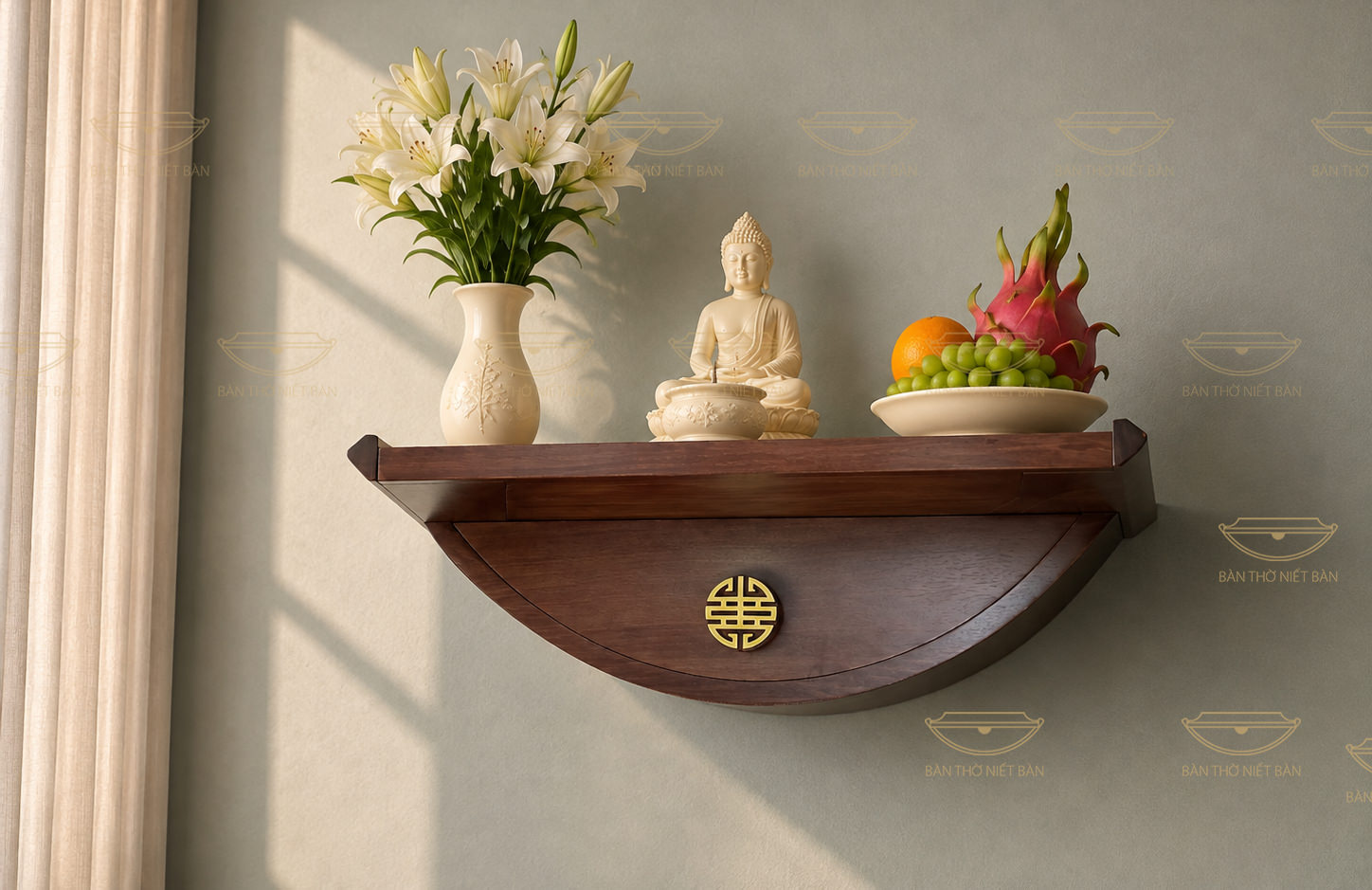 Bàn thờ Phật treo tường Đài Nguyệt - kích thước 810x480mm