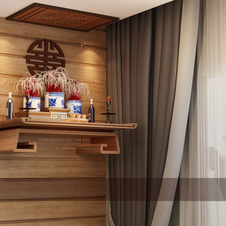 Bàn thờ treo tường thiết kế đơn giản, gọn nhẹ cho căn hộ chung cư